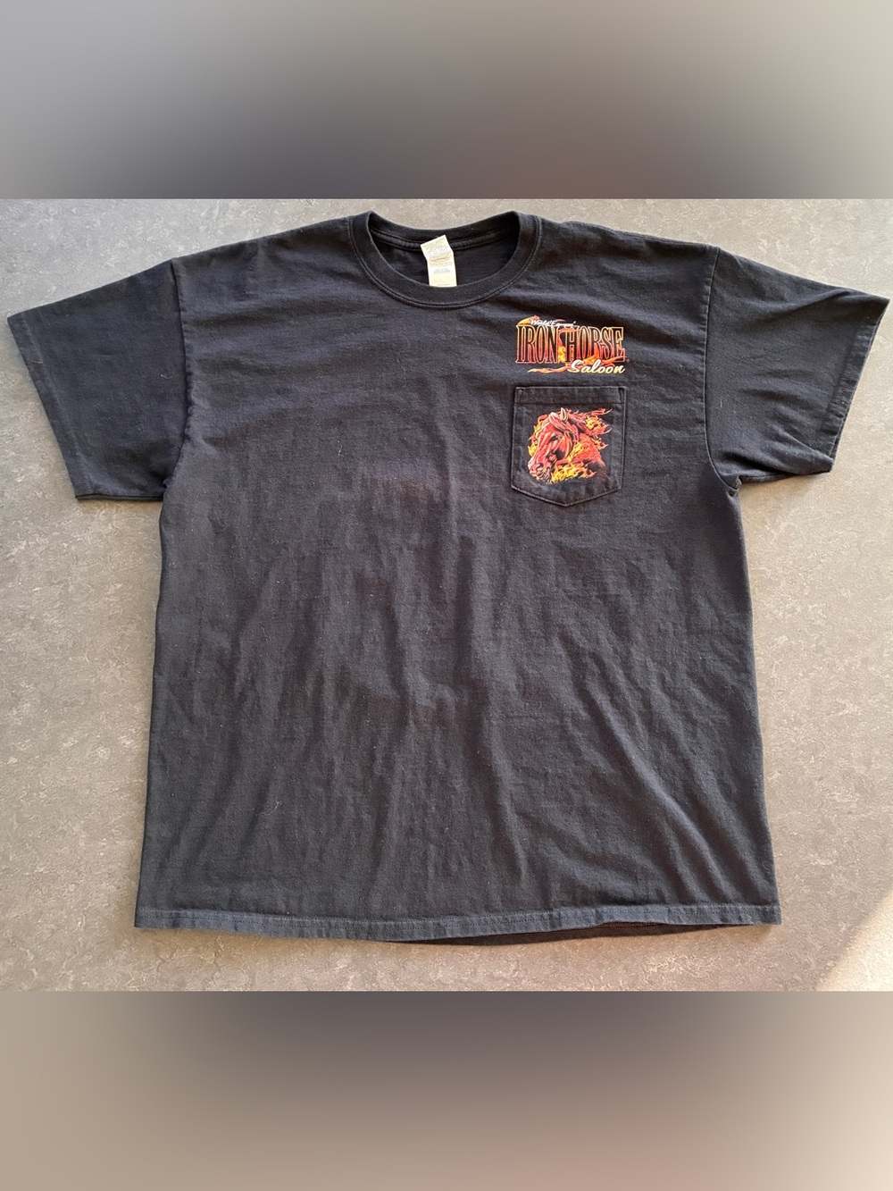 Iron Horse Saloon Tee with Flaming Horse Graphic
